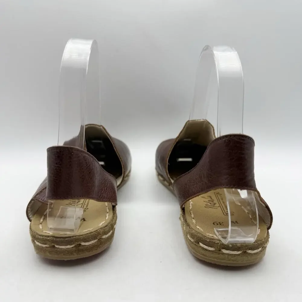 Nida Lu Womens Mule Sandals EU 39 US 8.5 Brown Leather EUC